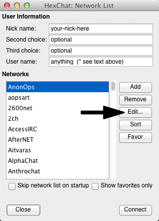 Hexchat setup example