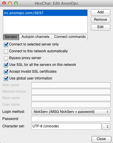 Hexchat setup example